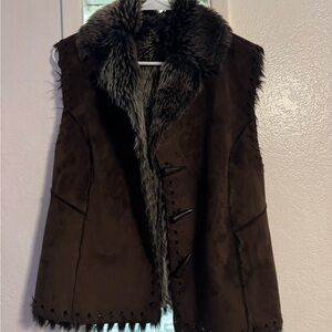 Vintage Scully Faux Fur/Leather Vest Women's Size S